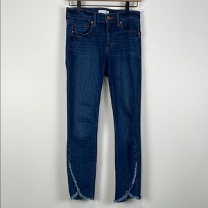 Loft Jeans Women’s 2/26 Dark Wash Skinny Asymmetrical Hem